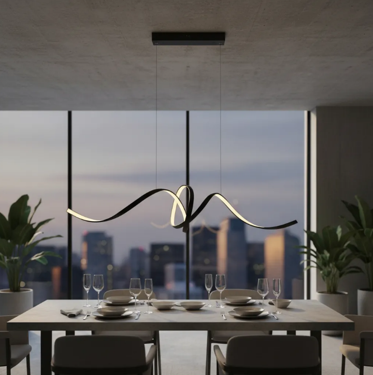 Pendente Led Preto/Dourado